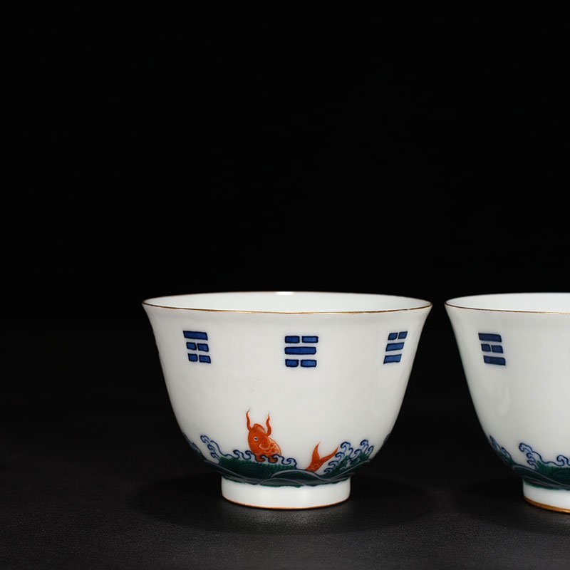Qing Dynasty Yongzheng Doucai gold Bagua fish cup