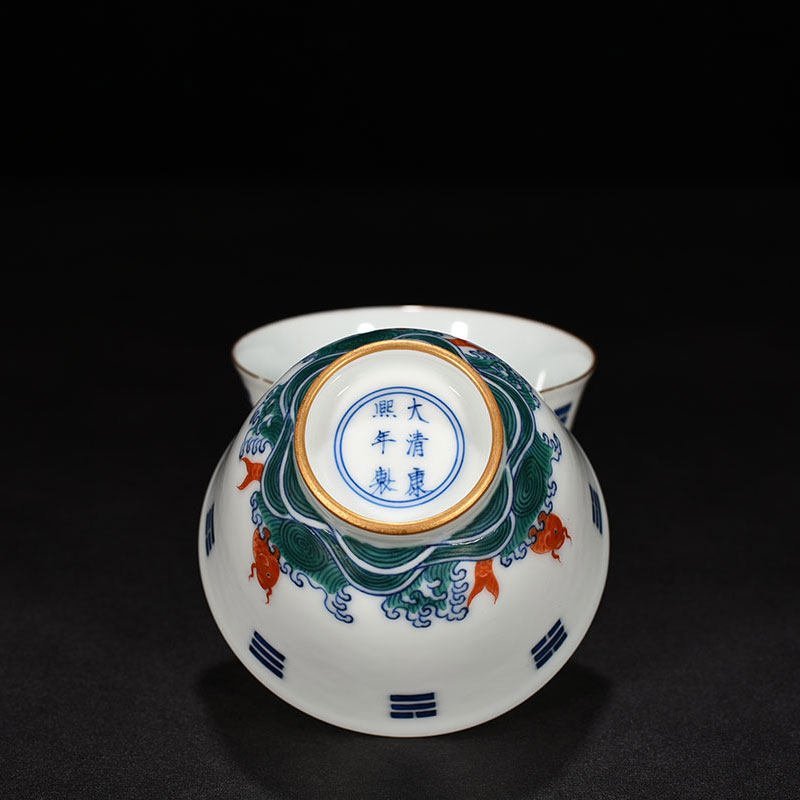 Qing Dynasty Yongzheng Doucai gold Bagua fish cup