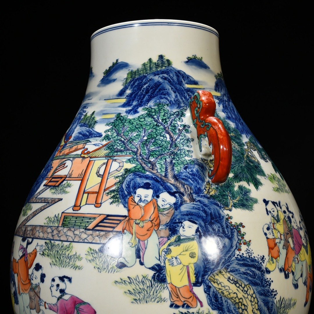 Qing Dynasty Yongzheng Doucai Hundred Sons Playing