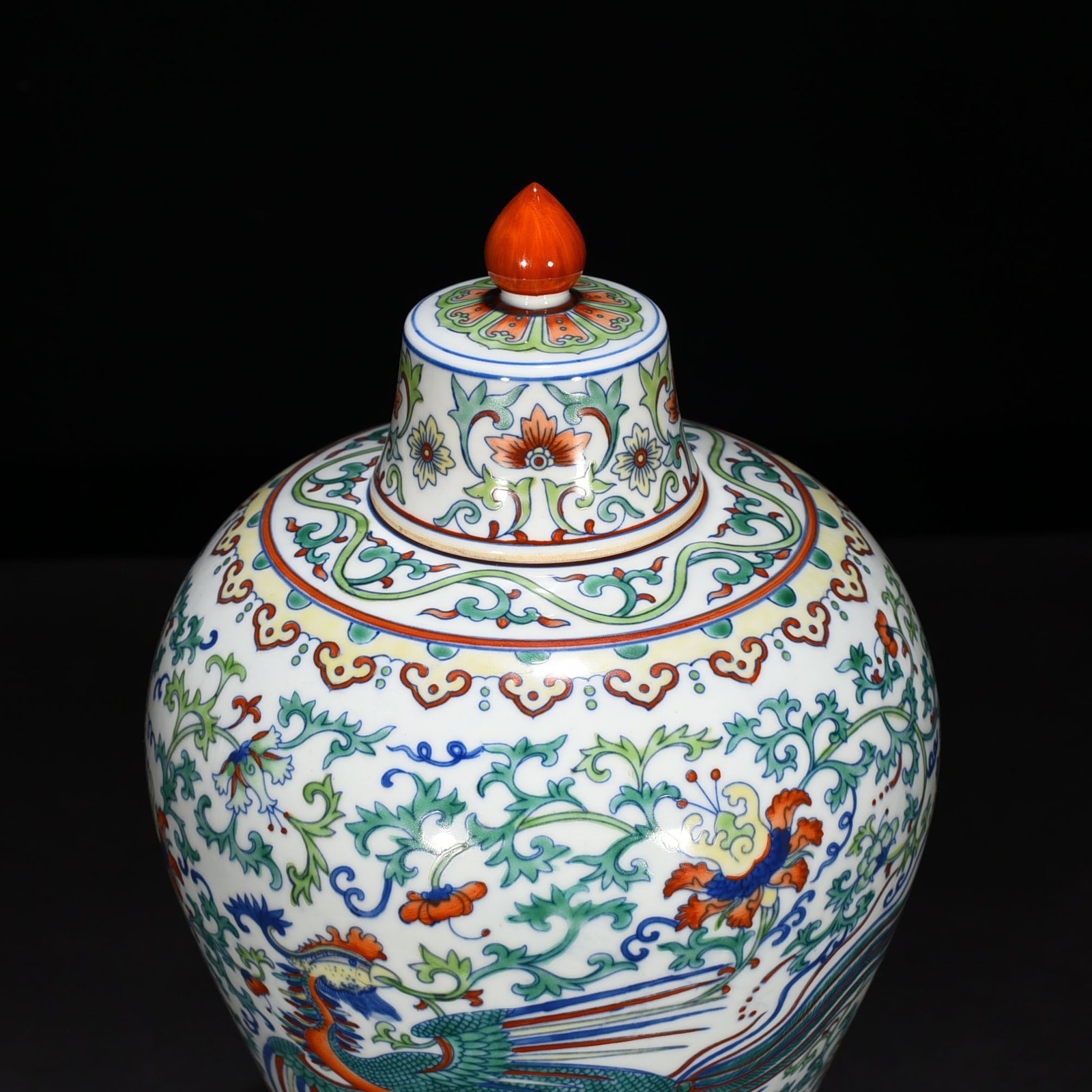 Qing Dynasty Yongzheng Doucai plum vase with dragon and phoenix patterns on branches