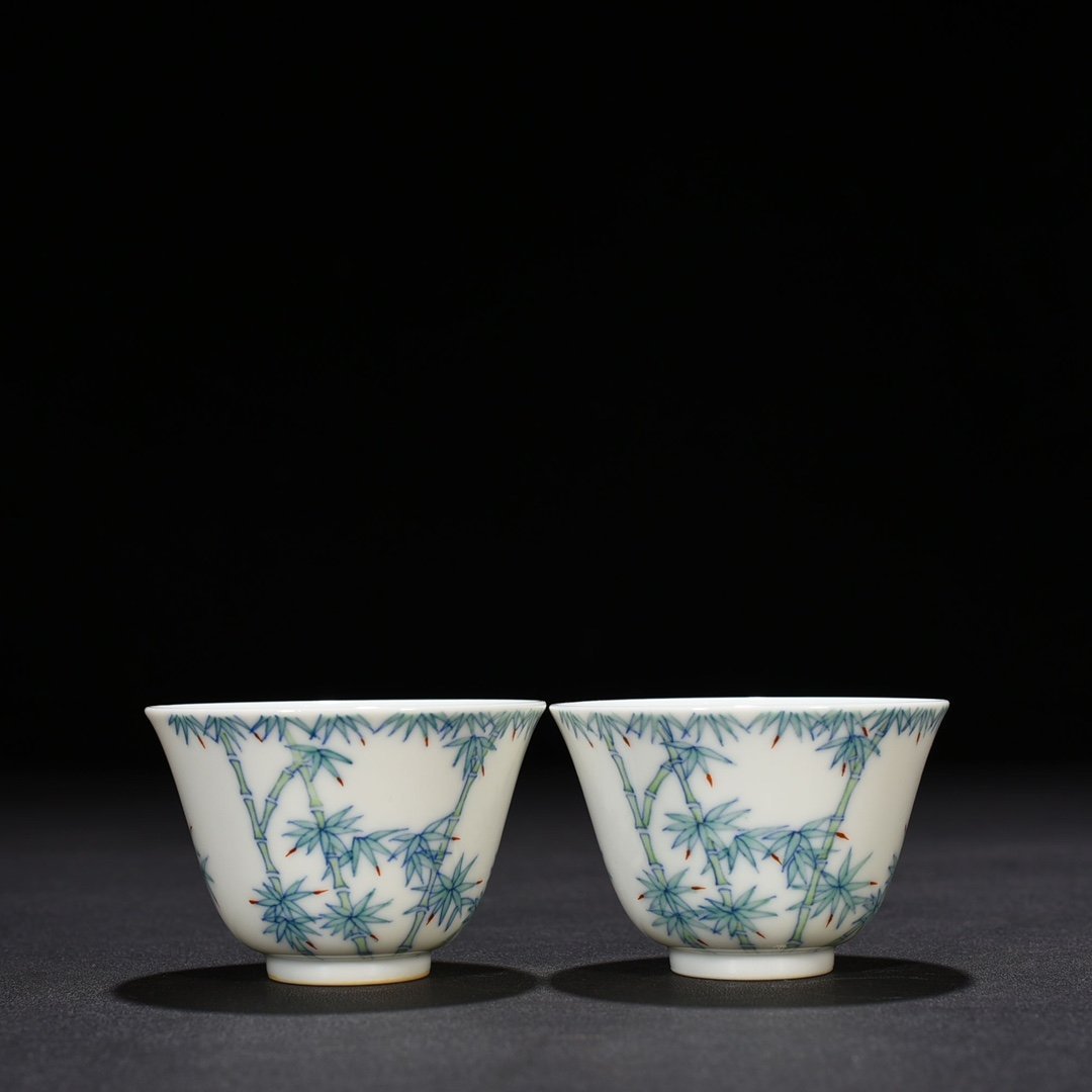 Qing Dynasty Yongzheng Doucai Bamboo Pattern Cup