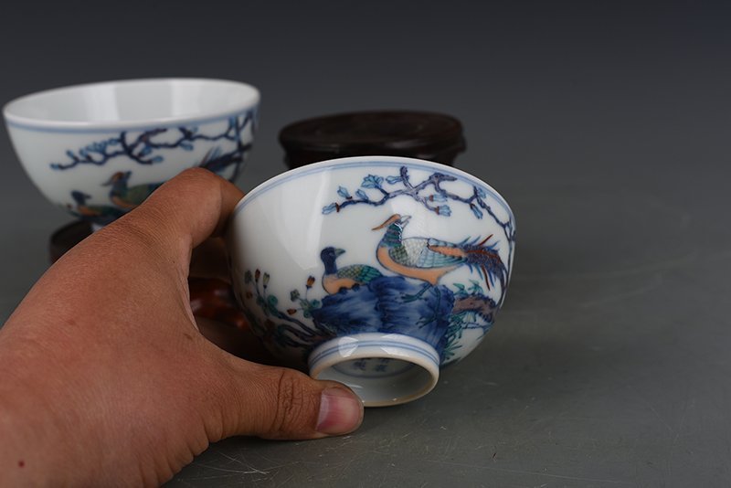Qing Dynasty Yongzheng Doucai Golden Pheasant Flower and Bird Pattern Bowl