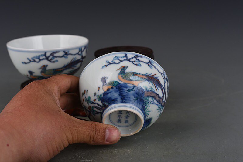 Qing Dynasty Yongzheng Doucai Golden Pheasant Flower and Bird Pattern Bowl