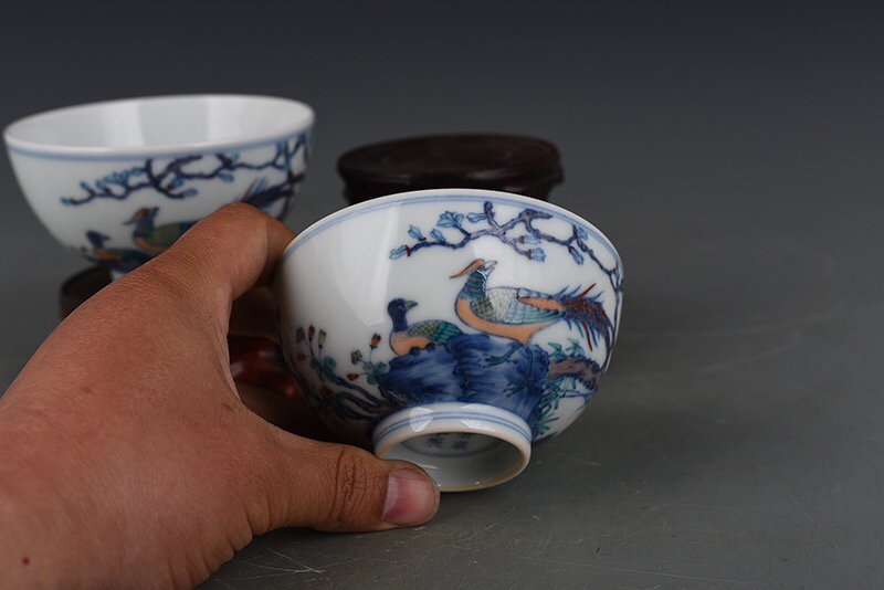 Qing Dynasty Yongzheng Doucai Golden Pheasant Flower and Bird Pattern Bowl