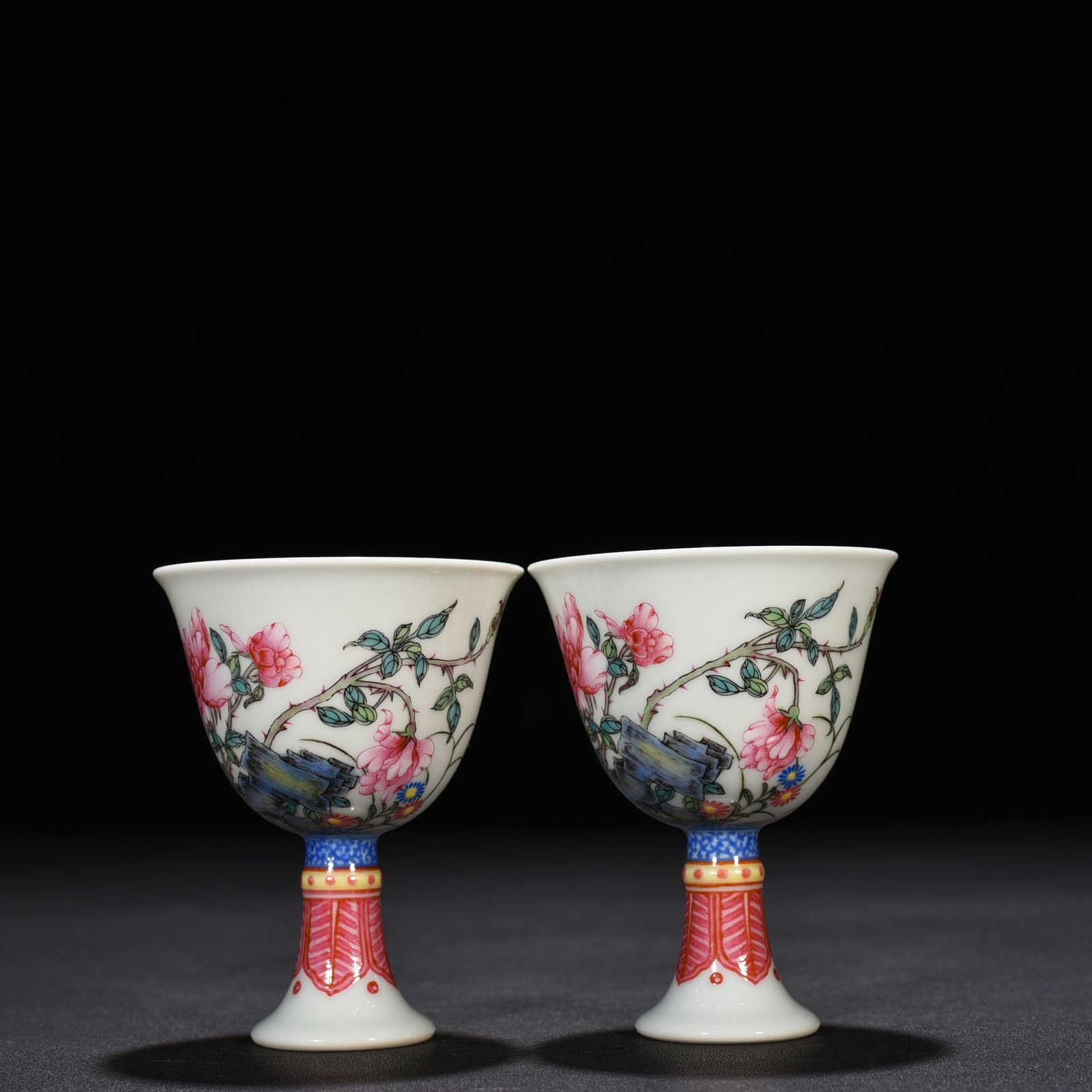 Qing Dynasty Yongzheng enamel goblet with floral verses