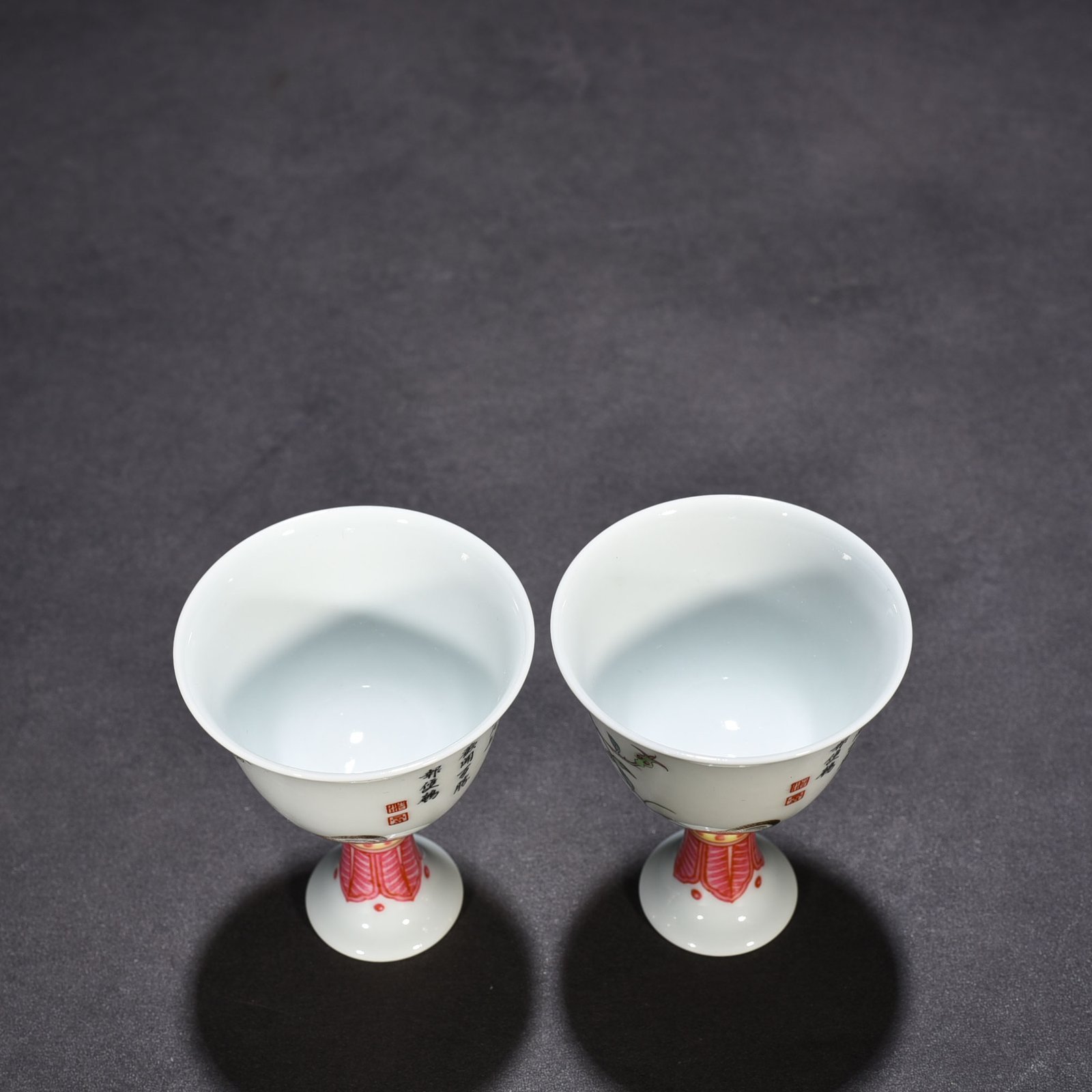 Qing Dynasty Yongzheng enamel goblet with floral verses
