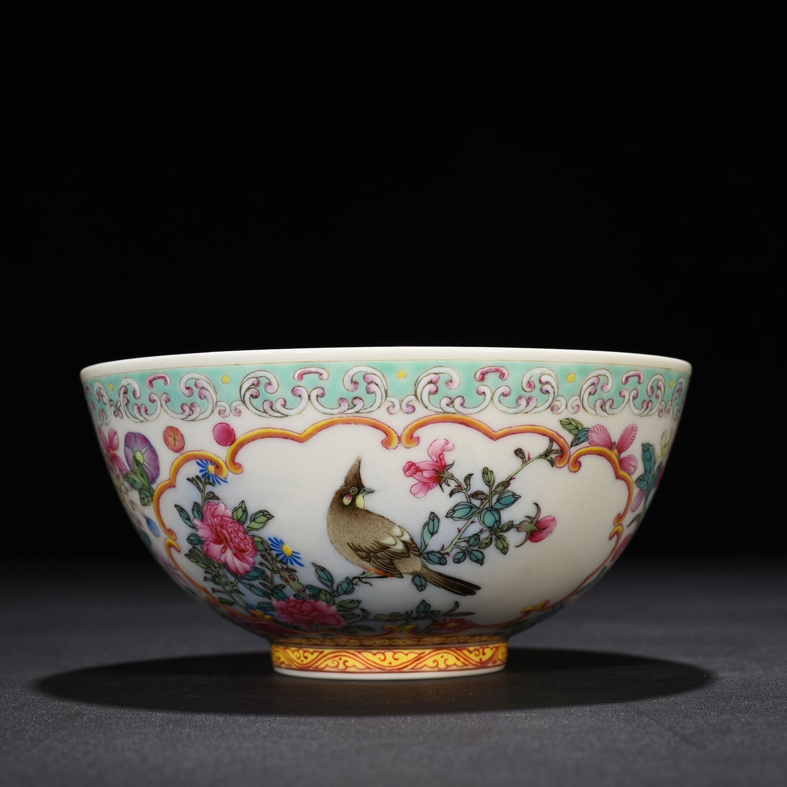 Qing Dynasty Yongzheng enamel windowed bowl with flower