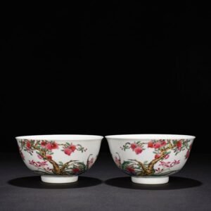 Qing Dynasty Yongzheng enamel bowl with fruit flower and bird patterns