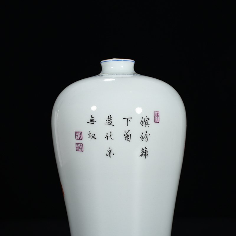 Qing Dynasty Yongzheng enamel chrysanthemum flower pattern plum vase