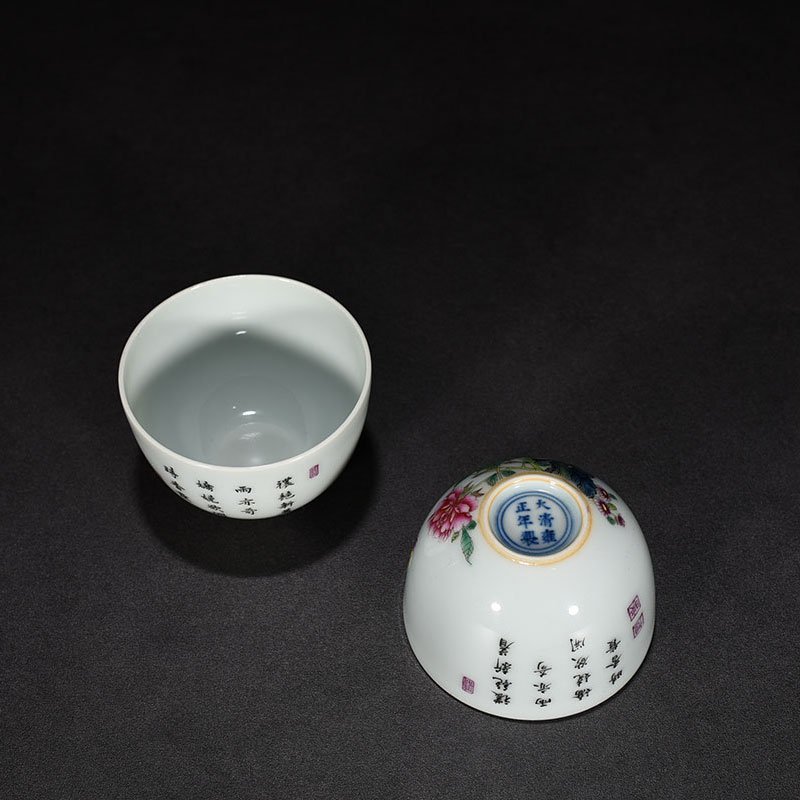 Qing Dyansty Yongzheng enamel butterfly love pattern lying foot cup