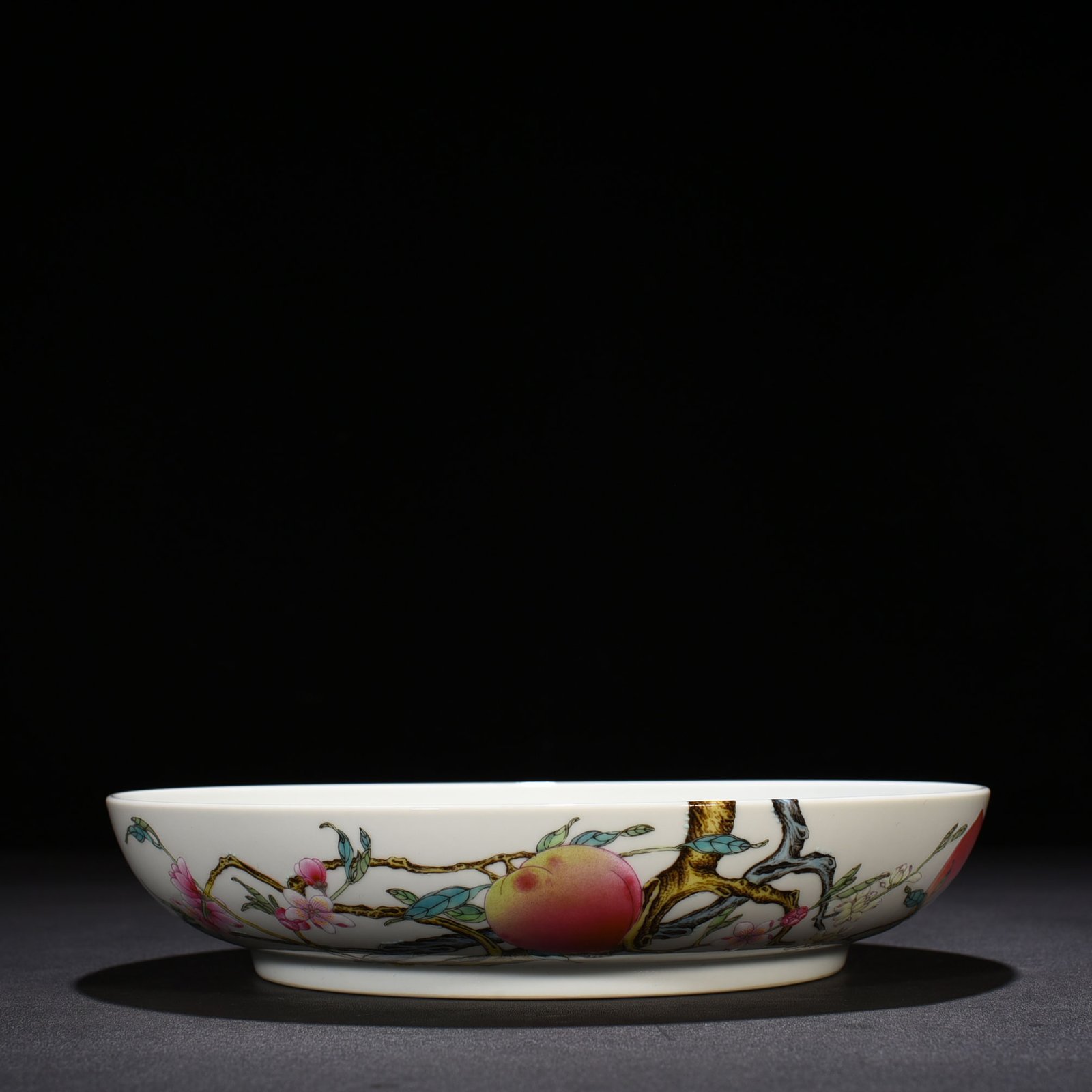 Qing Dynasty Yongzheng famille rose with five blessings nine peaches plate