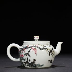 Qing Dynasty Yongzheng pastel teapot with twelve happy birds announcing spring