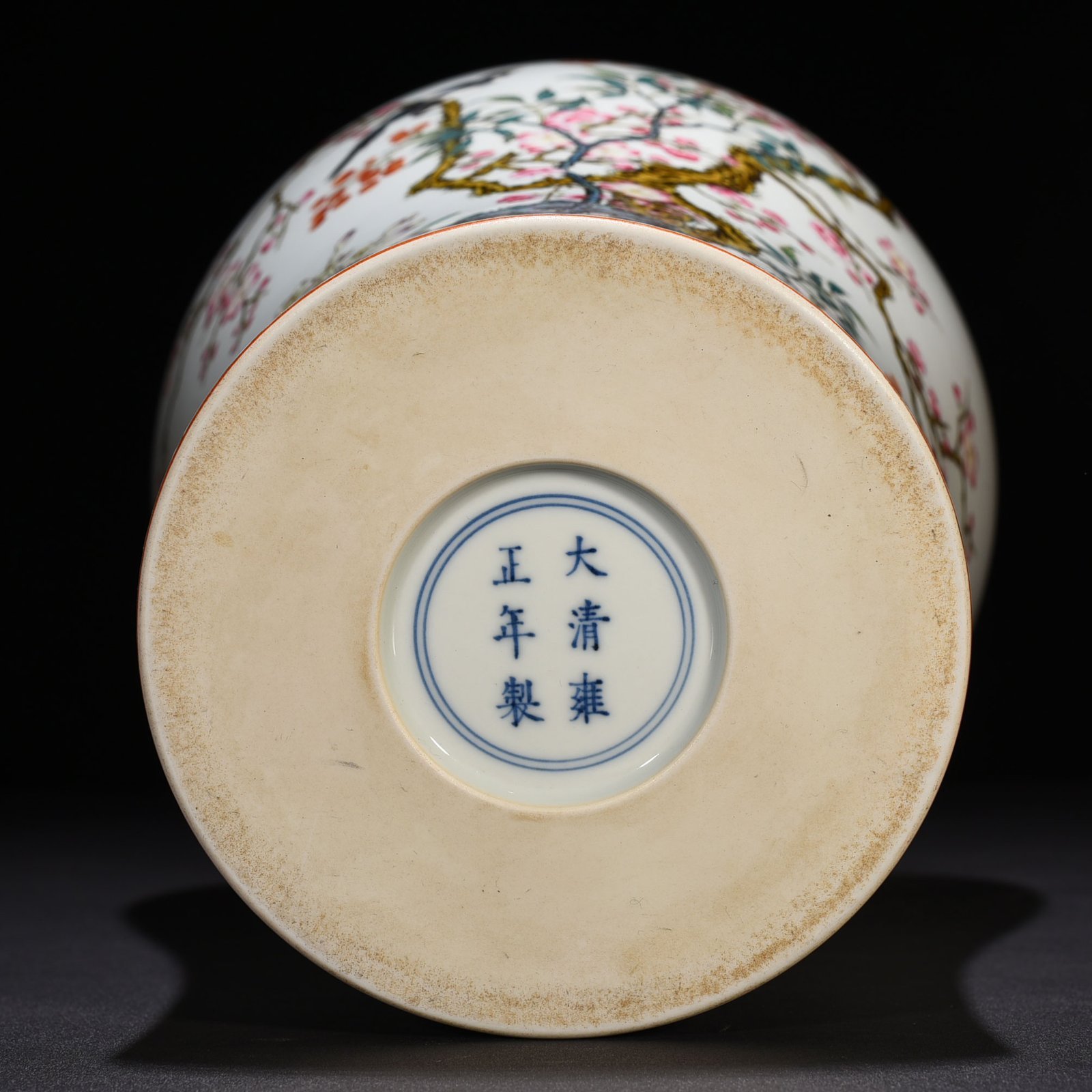 Qing Dynasty Yongzheng pastel magpie ascending plum blossoms and bird pattern plum vase