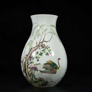 Qing Dynasty Yongzheng Pastel Spring River Evening Scenery with Flowers