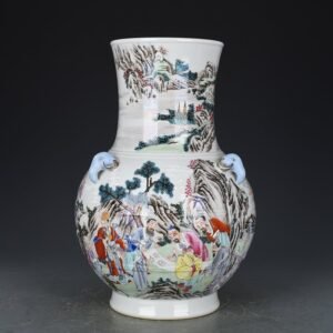 Qing Dynasty Yongzheng pastel Yaochi longevity figure vase