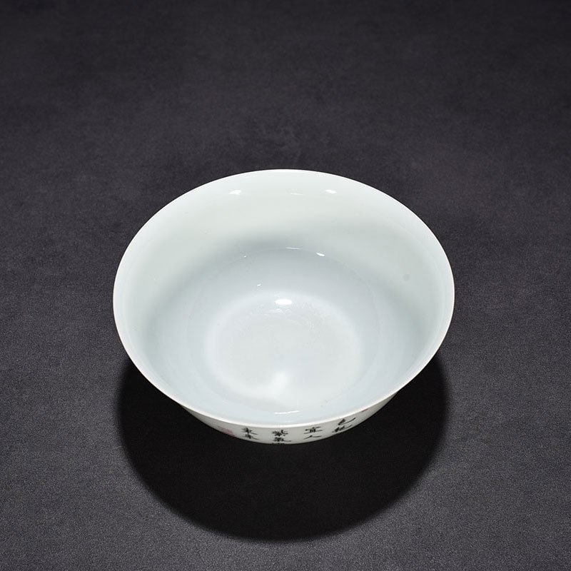 Qing Dynasty Yongzheng pastel wisteria flower and bird pattern bowl