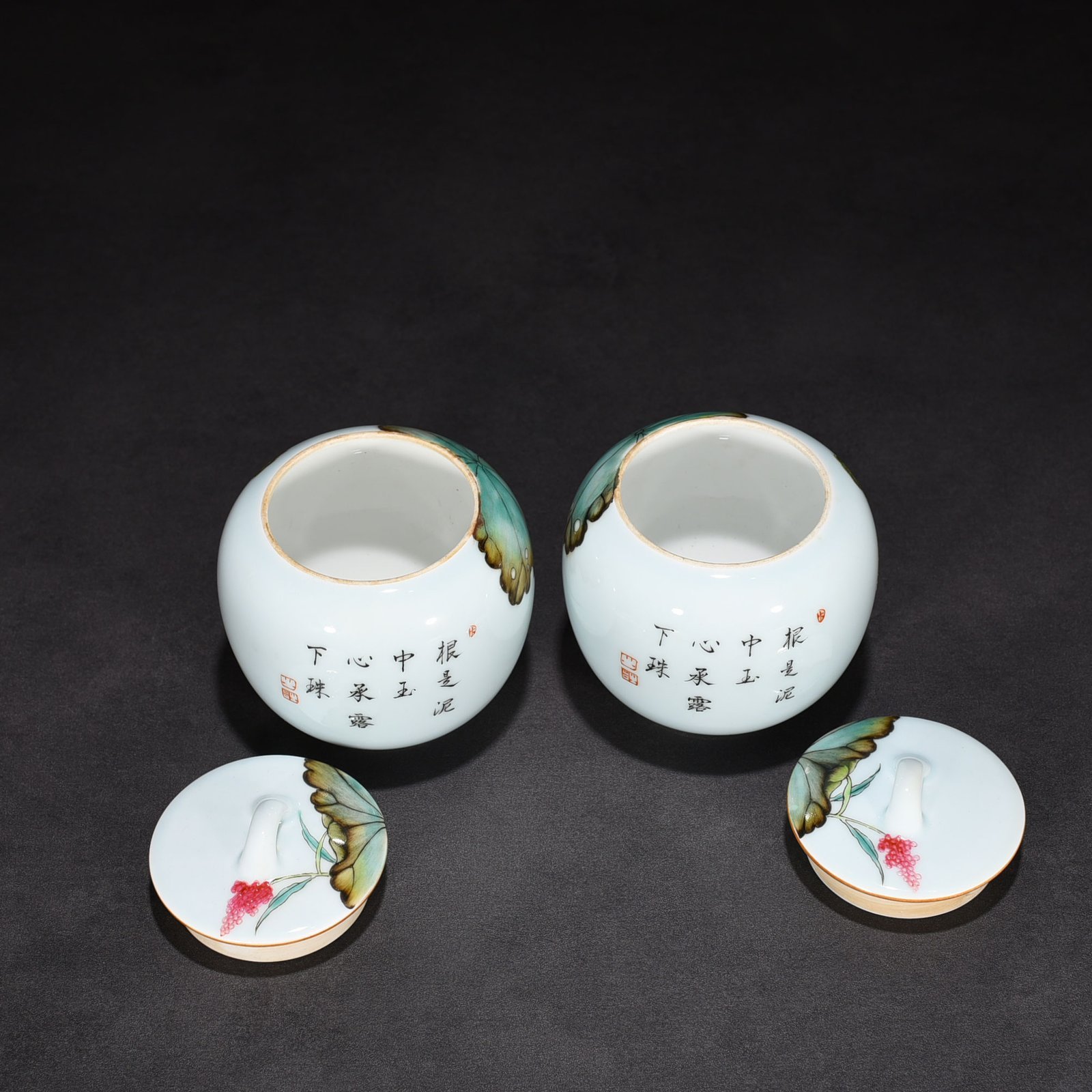Qing Dynasty Yongzheng pastel lotus pond flower and bird pattern tea jar with lid jar