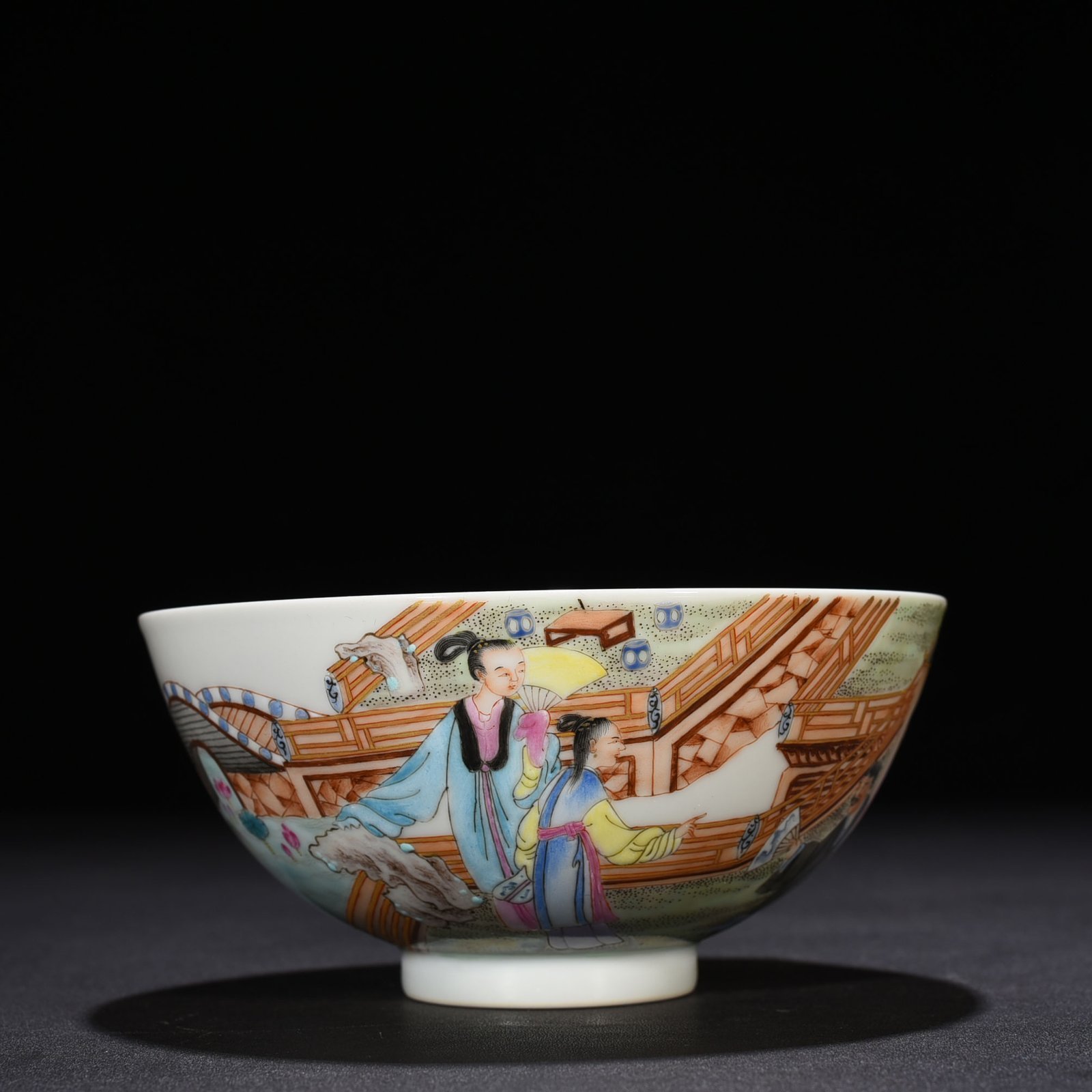 Qing Dynasty Yongzheng Pastel Painted Bowl with Characters