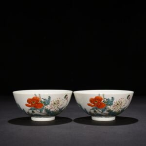 Qing Dynasty Yongzheng pastel pastel poppy flower pattern bowl