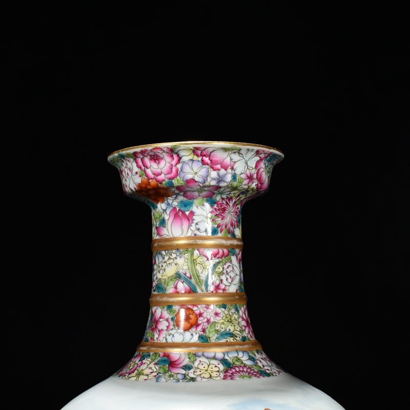 Qing Dynasty Yongzheng Ten Thousand Flowers Pastel Twelve Flower Gods Figure Vase