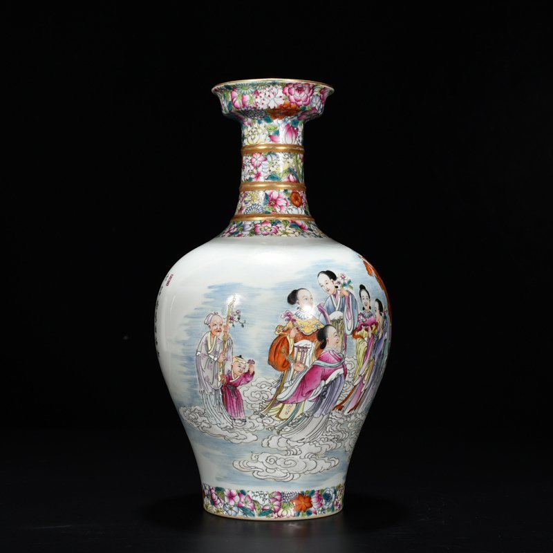 Qing Dynasty Yongzheng Ten Thousand Flowers Pastel Twelve Flower Gods Figure Vase