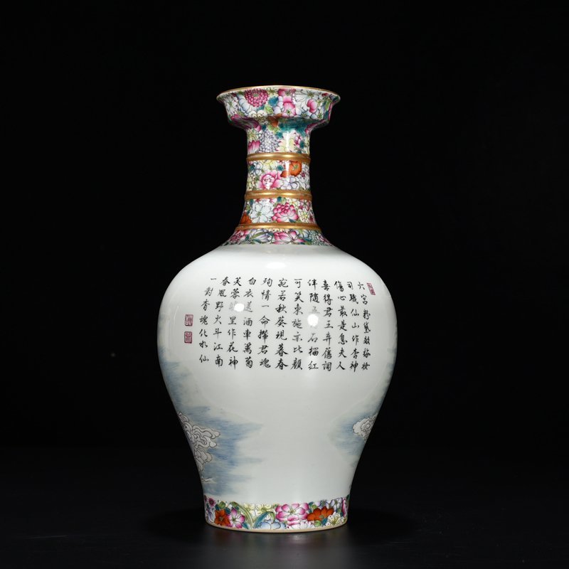 Qing Dynasty Yongzheng Ten Thousand Flowers Pastel Twelve Flower Gods Figure Vase