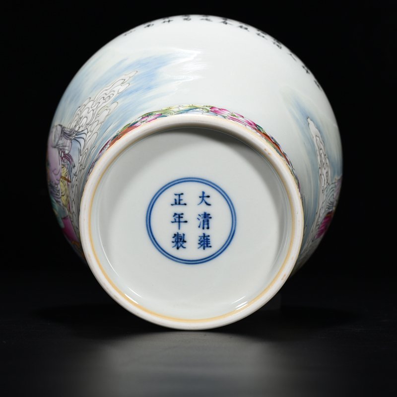 Qing Dynasty Yongzheng Ten Thousand Flowers Pastel Twelve Flower Gods Figure Vase
