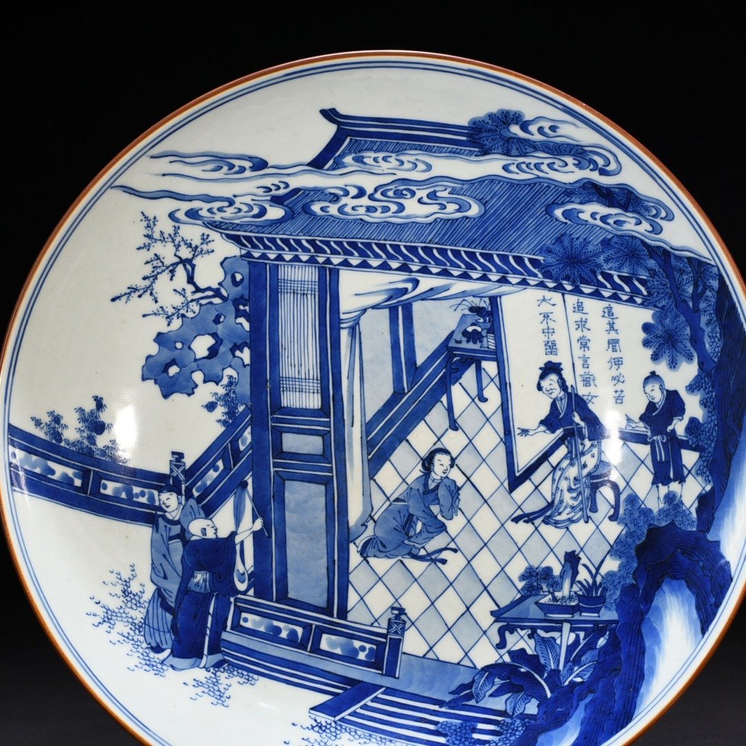 Qing Dynasty Shunzhi Yutang fine blue and white bowl