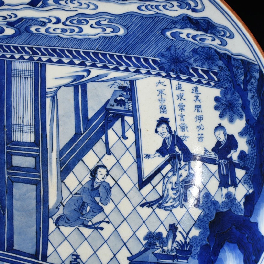 Qing Dynasty Shunzhi Yutang fine blue and white bowl