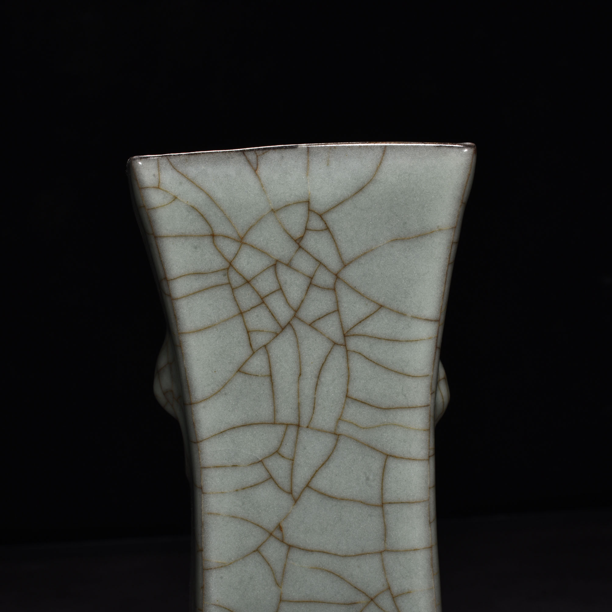 Song Dynasty official kiln celadon square flower vase