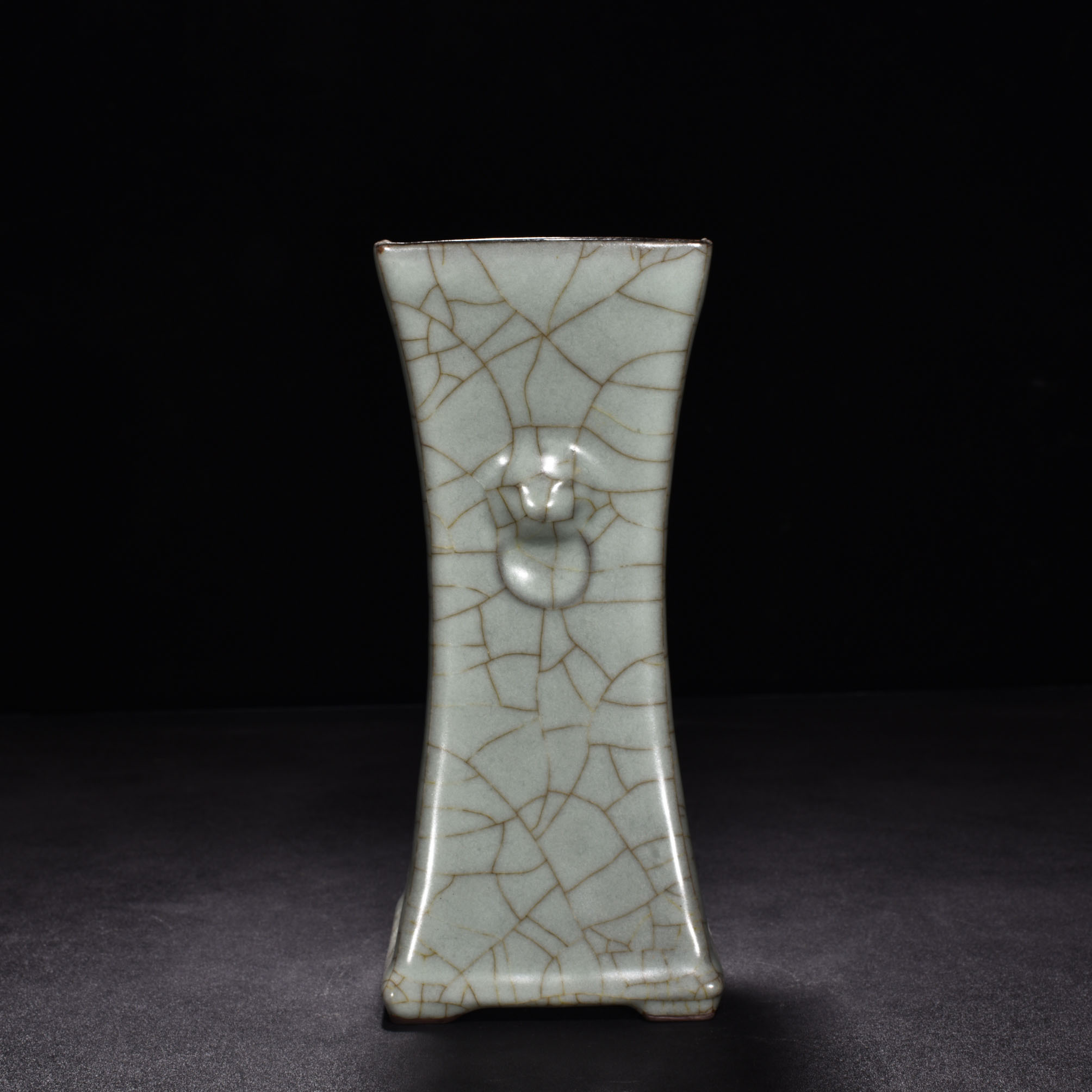 Song Dynasty official kiln celadon square flower vase