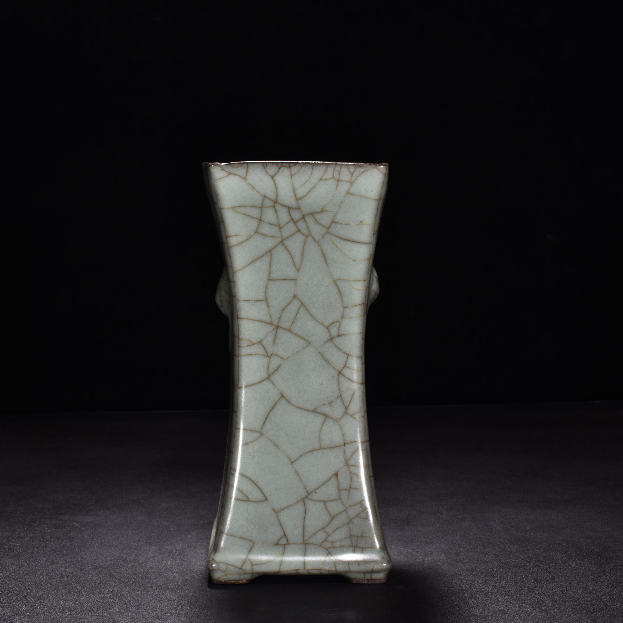Song Dynasty official kiln celadon square flower vase