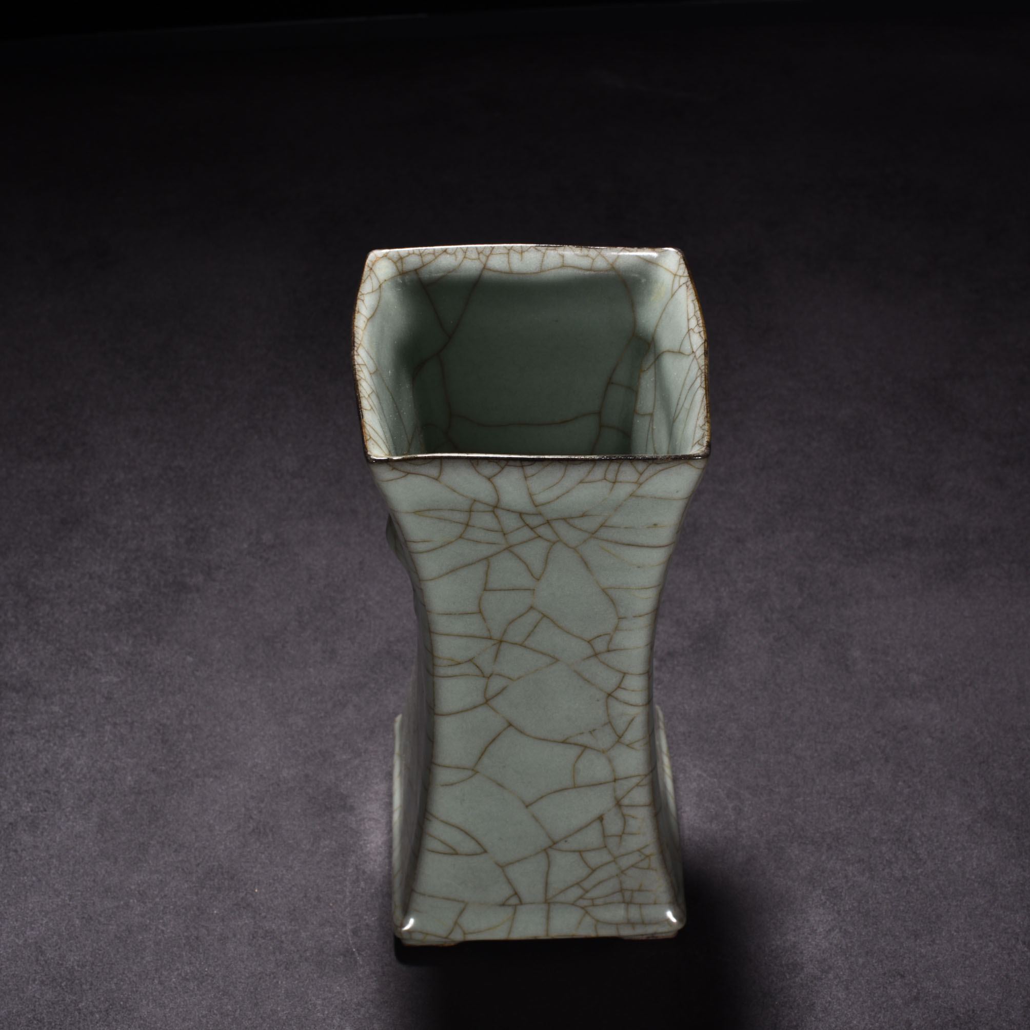 Song Dynasty official kiln celadon square flower vase