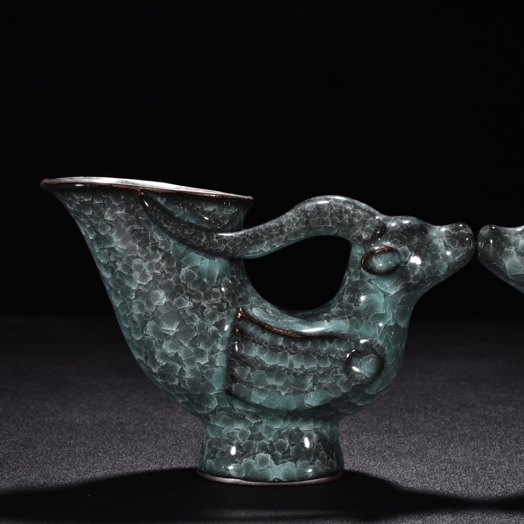 Song Dynasty official kiln celadon animal head sheep cup