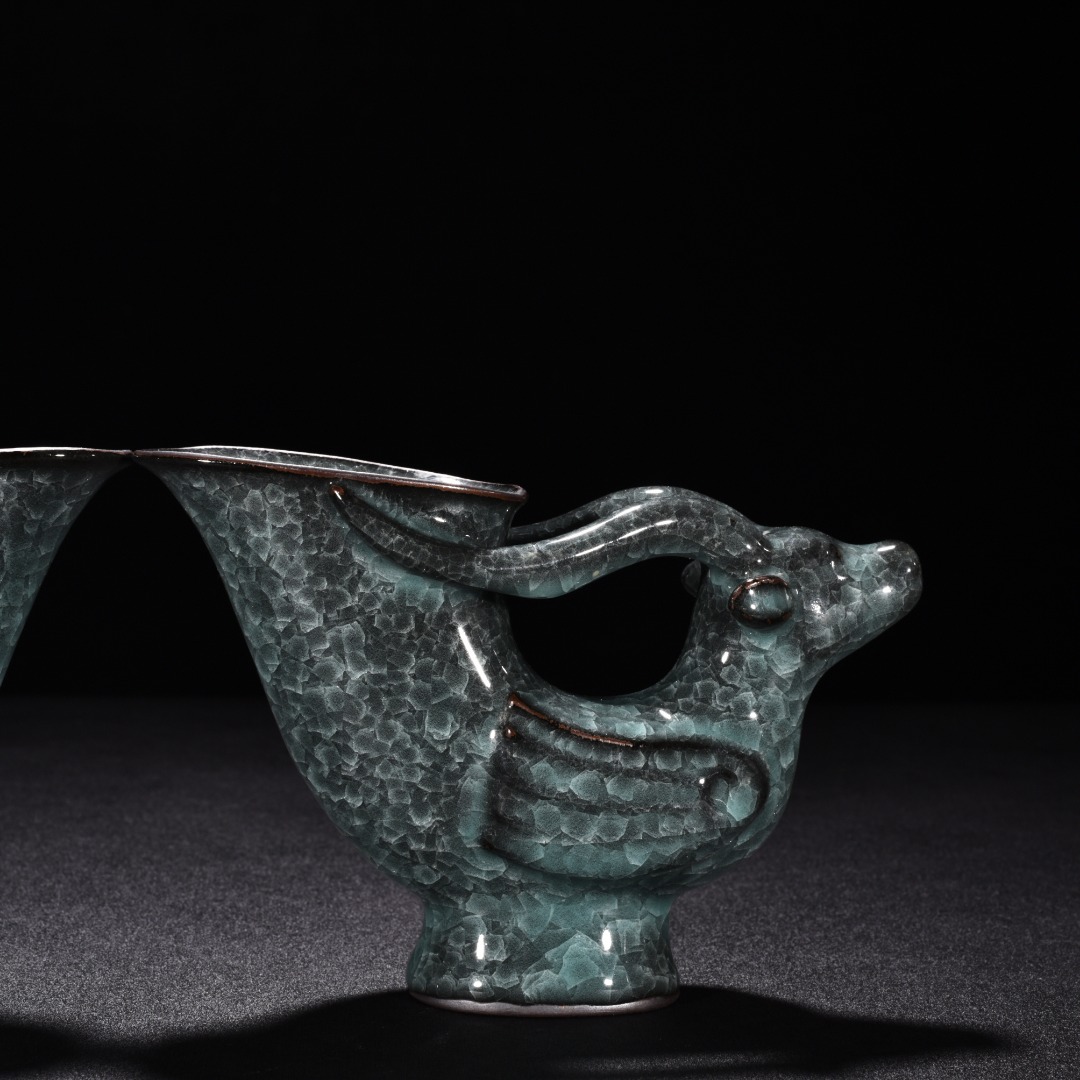 Song Dynasty official kiln celadon animal head sheep cup