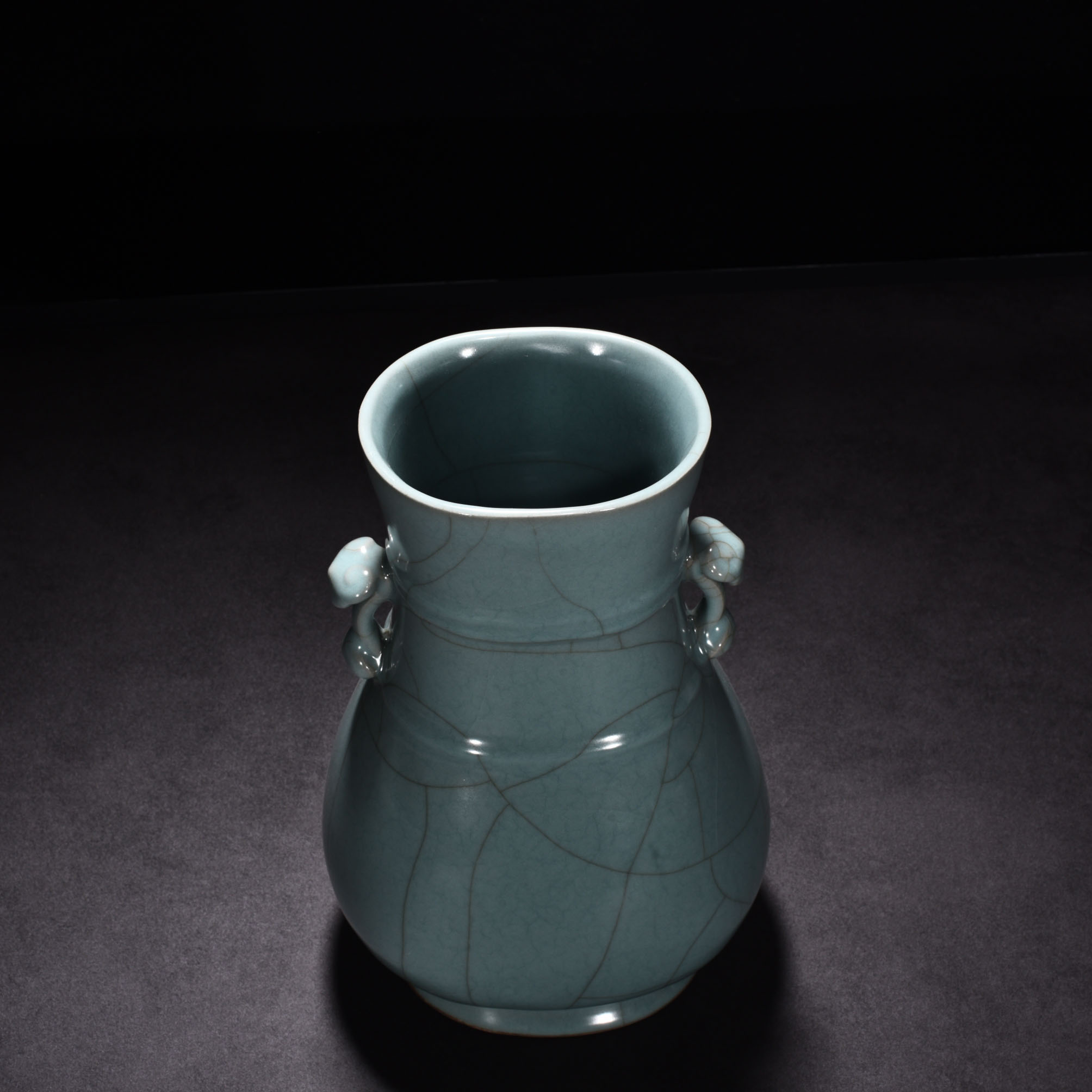 Song Dynasty official kiln celadon flat vase