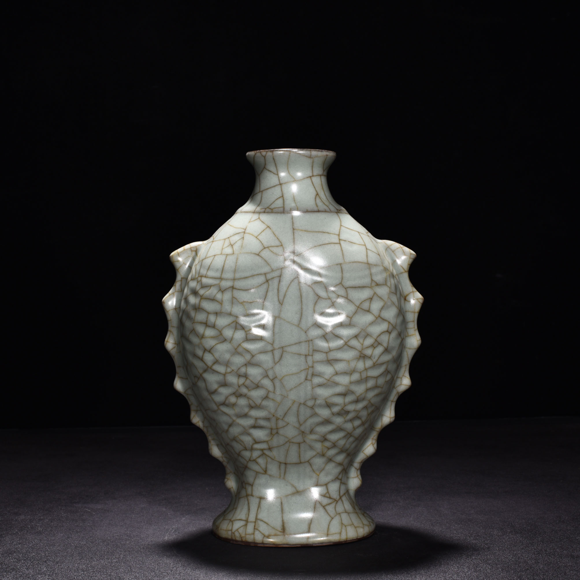 Song Dynasty official kiln celadon fish and plum vase