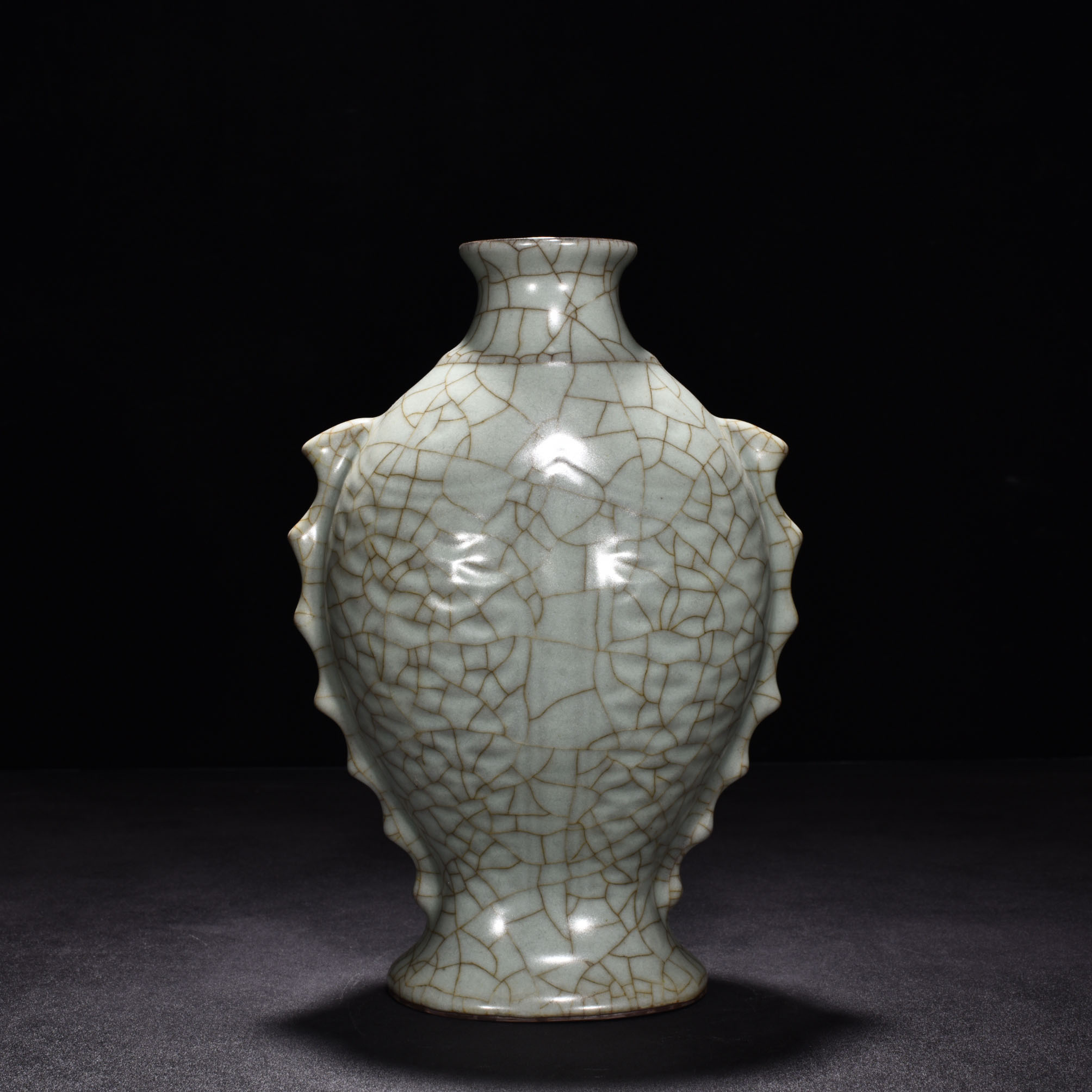 Song Dynasty official kiln celadon fish and plum vase