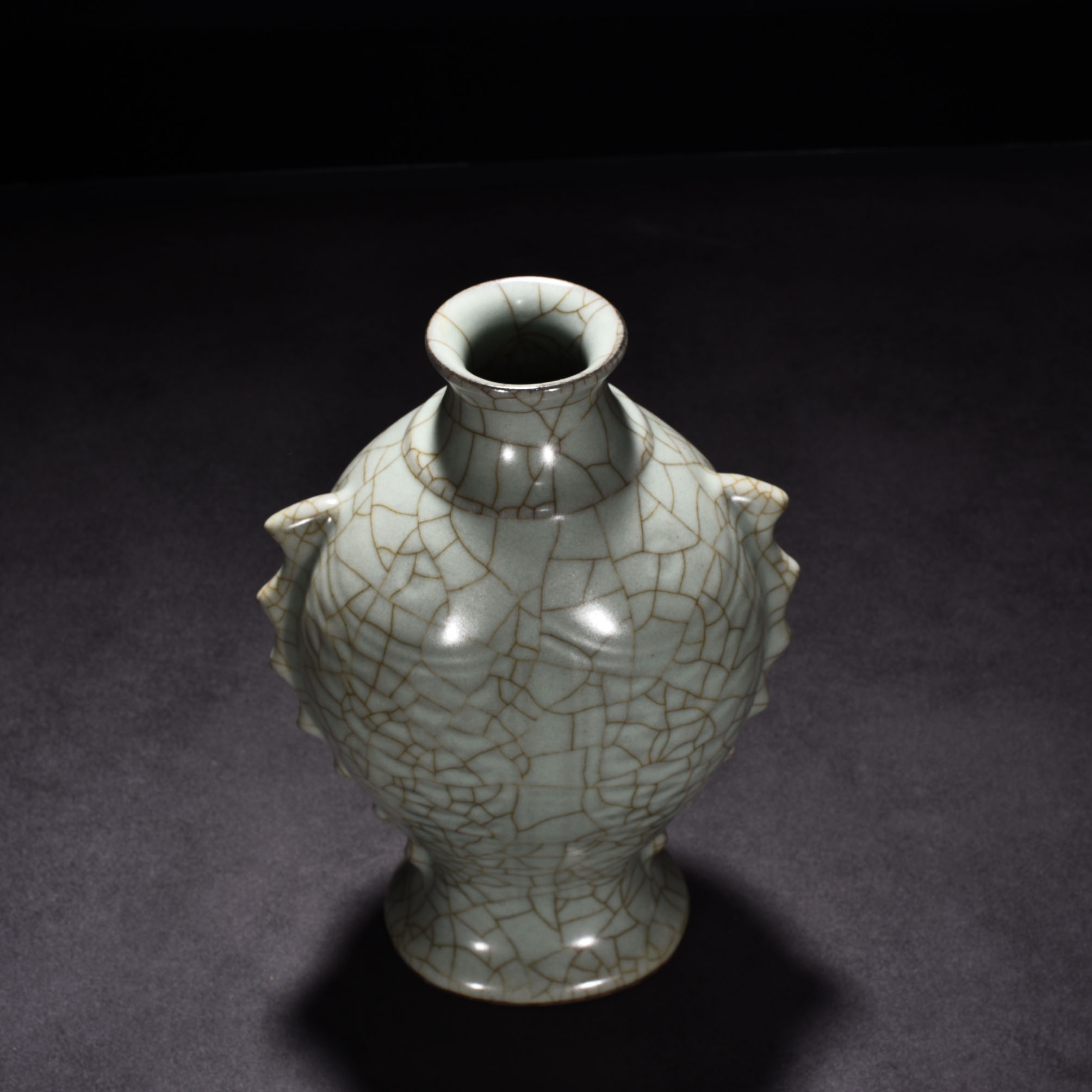 Song Dynasty official kiln celadon fish and plum vase