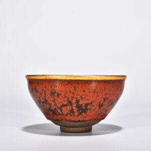 Song Dynasty Jianyao obsidian persimmon red glaze lamp