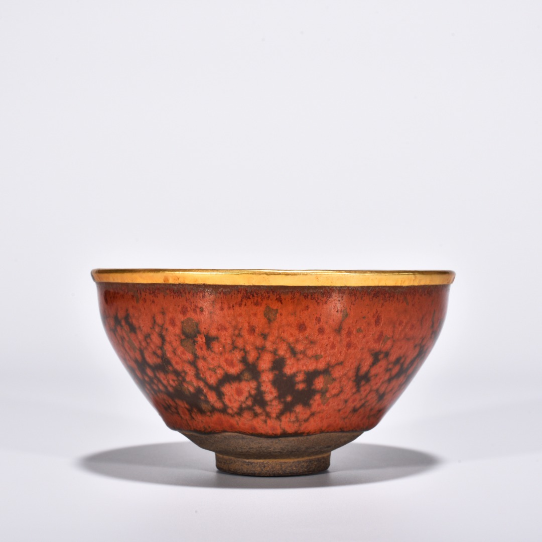 Song Dynasty Jianyao obsidian persimmon red glaze lamp
