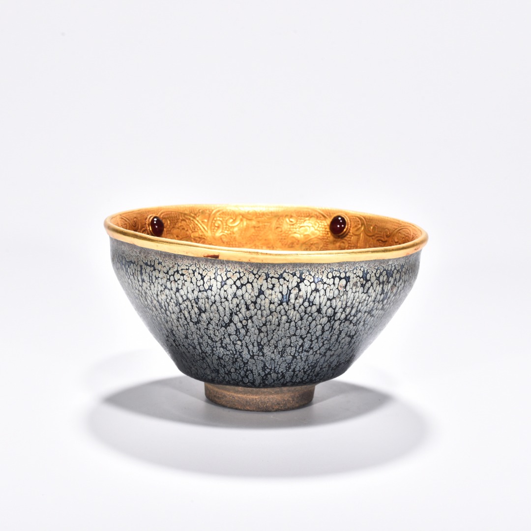 Song Dynasty Jianyao silver chiseled gilt inlaid bowl