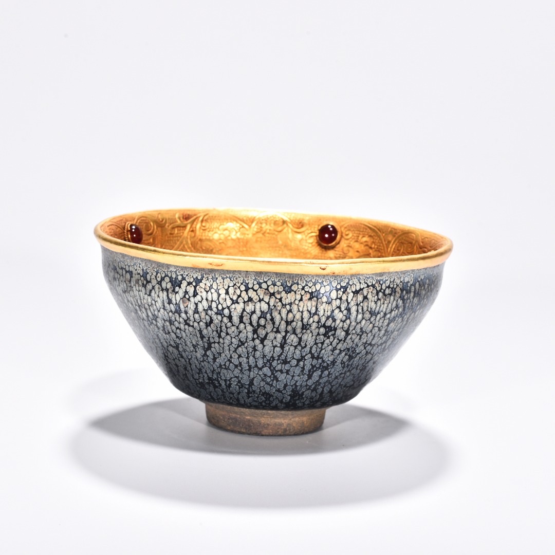 Song Dynasty Jianyao silver chiseled gilt inlaid bowl
