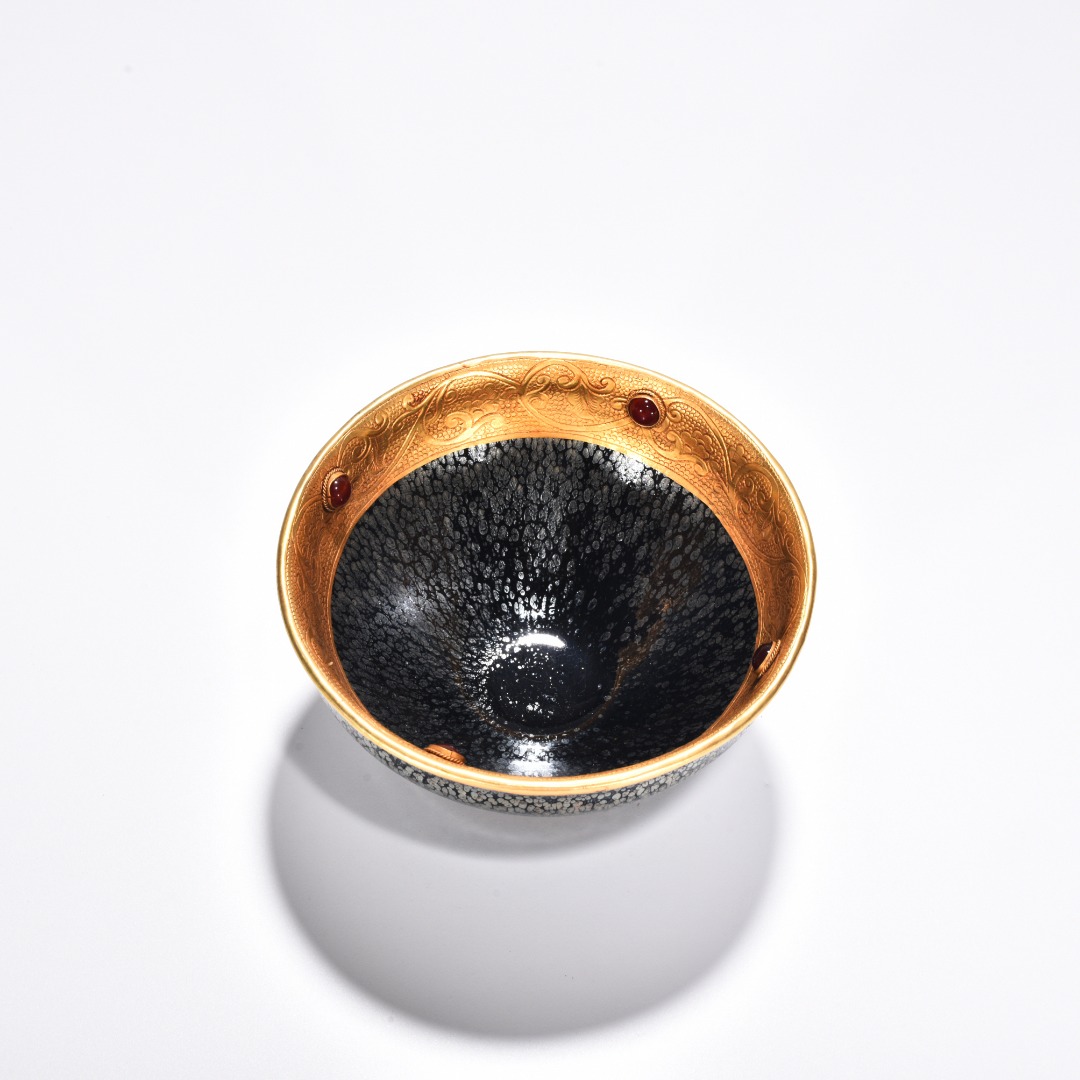 Song Dynasty Jianyao silver chiseled gilt inlaid bowl