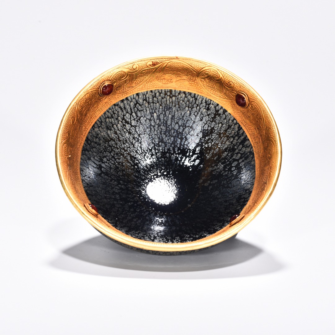 Song Dynasty Jianyao silver chiseled gilt inlaid bowl