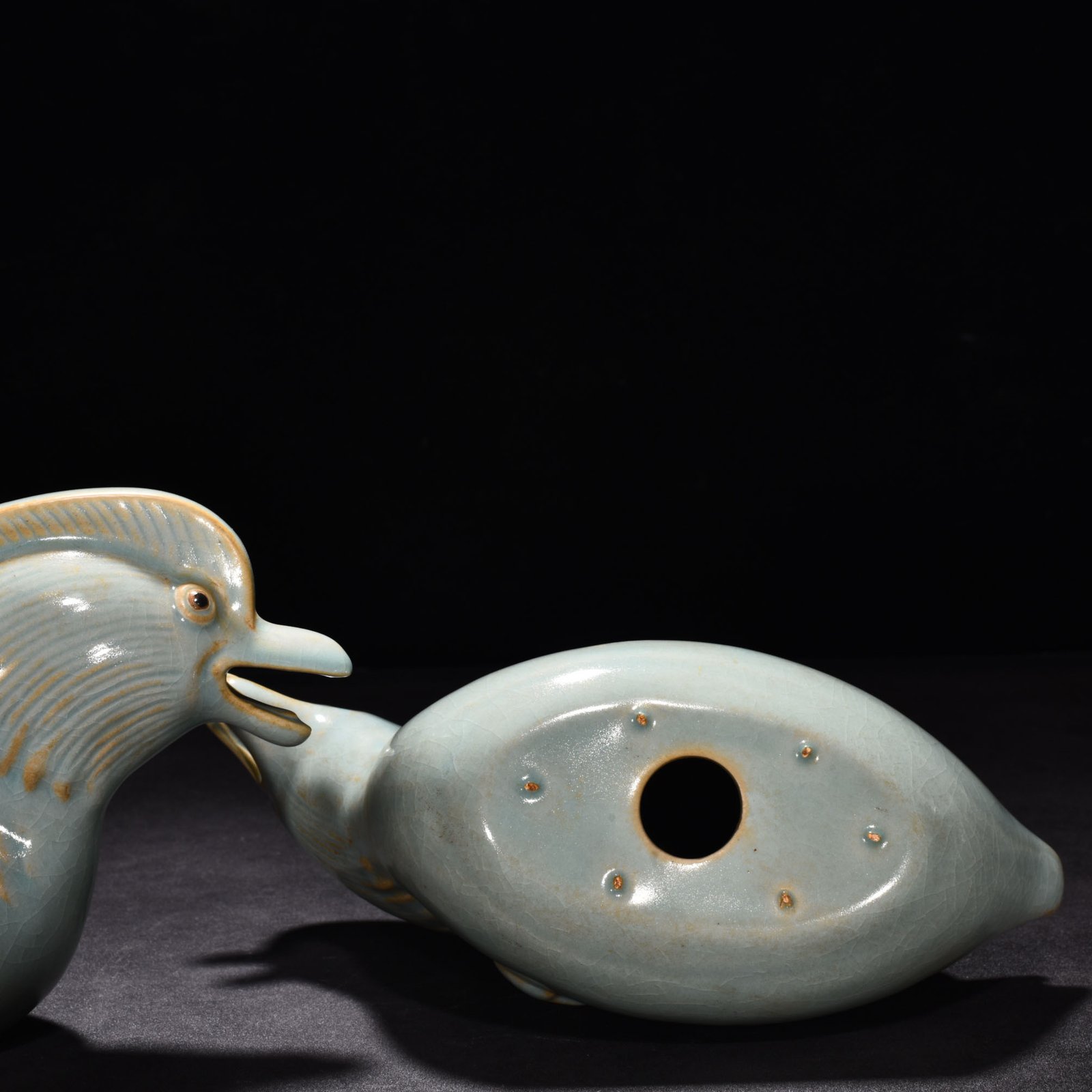 Song Dynasty Ru Kiln azure glaze mandarin duck statue
