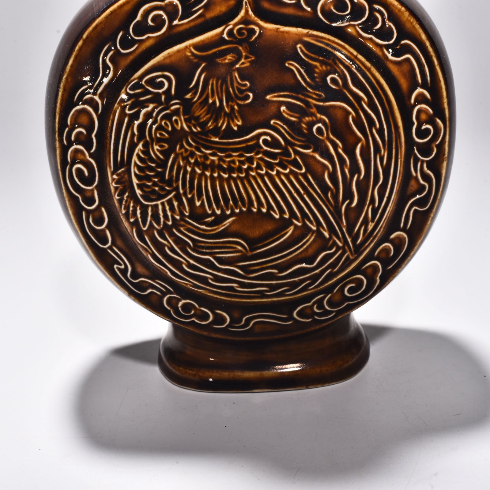 Song Dynasty official Ziding round phoenix pattern flat vase