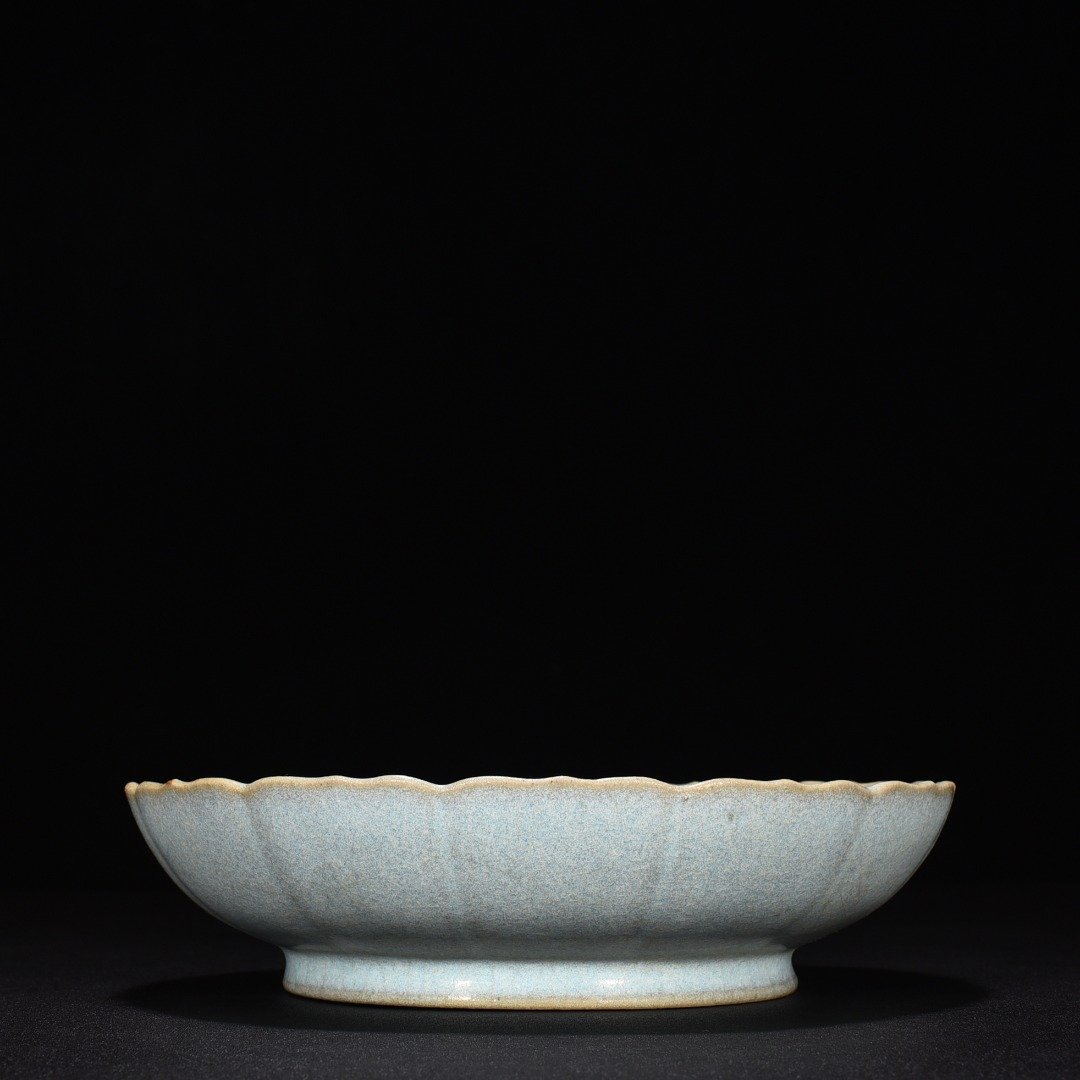 Song Dynasty Junru Sky Blue Glazed Lotus Petal Plate