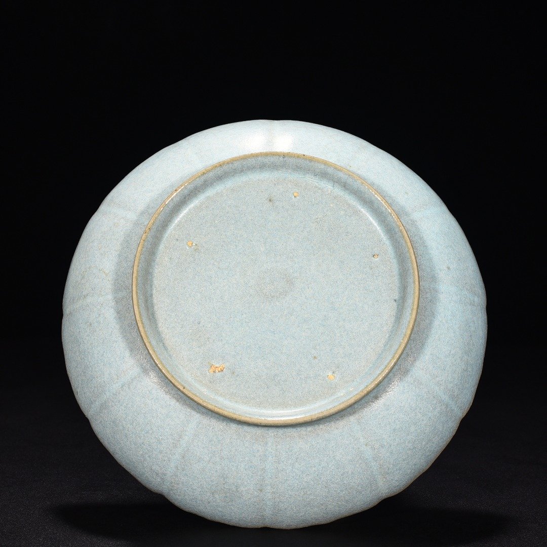 Song Dynasty Junru Sky Blue Glazed Lotus Petal Plate