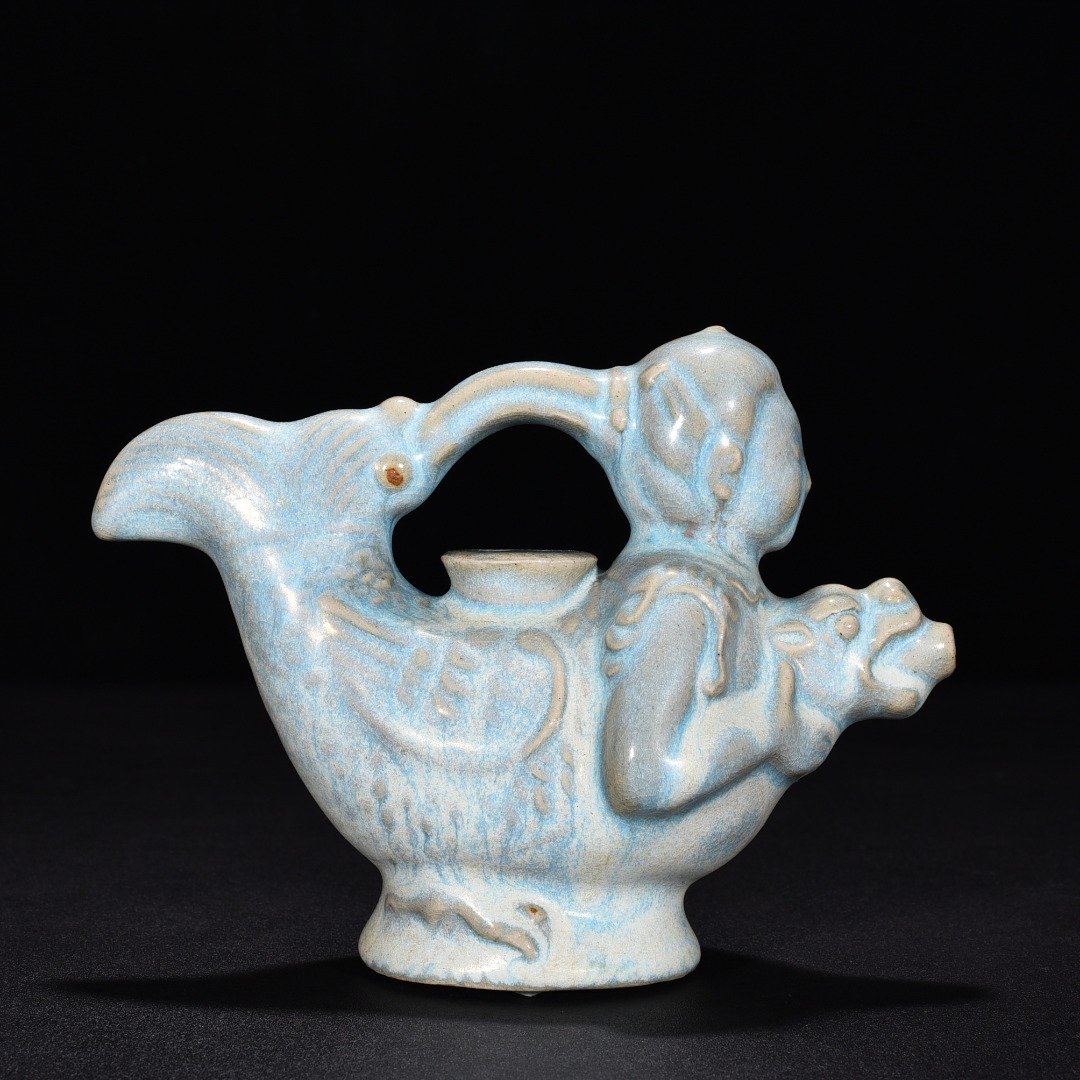 Song Dynasty Jun Ru sky blue glaze fish dragon inkstone